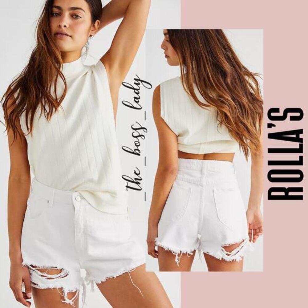 Rolla's shorts denim 26 cotton distressed high rise frayed ripped